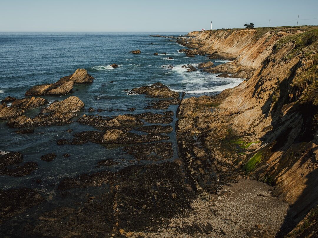 Wide shot of a scenic coastal location for a shoot