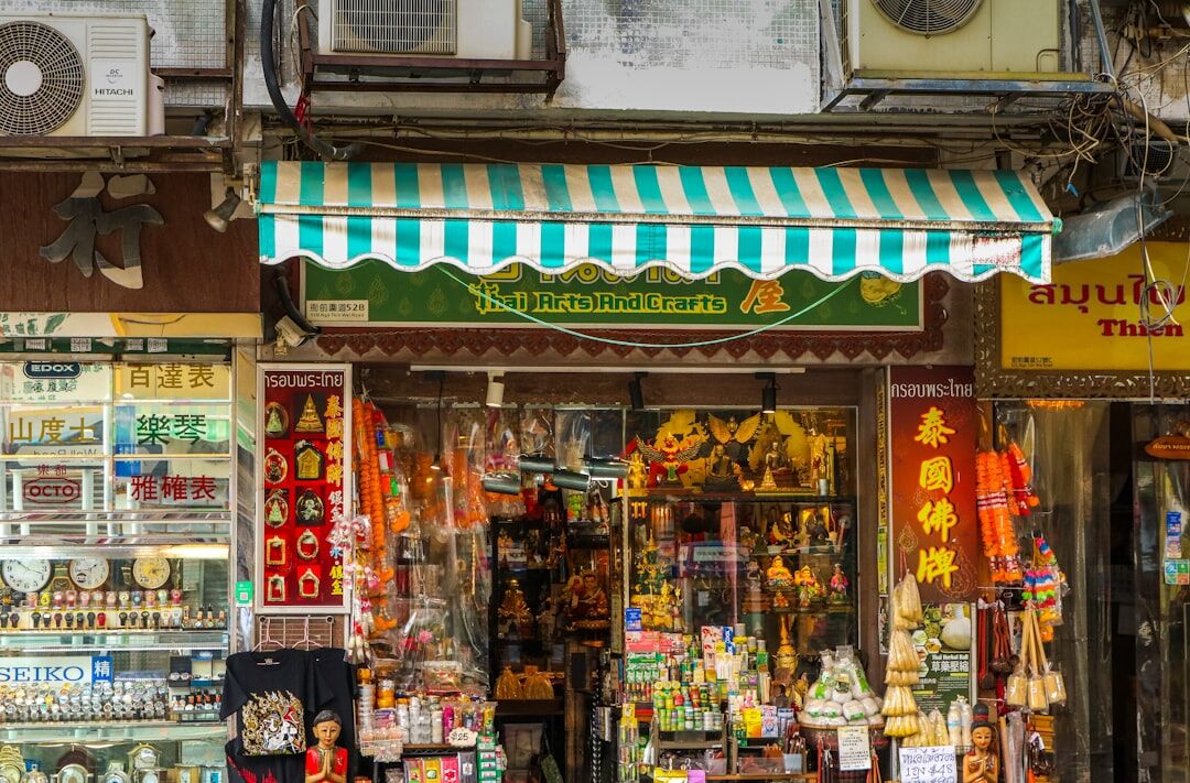 Small local shop front with handmade goods displayed