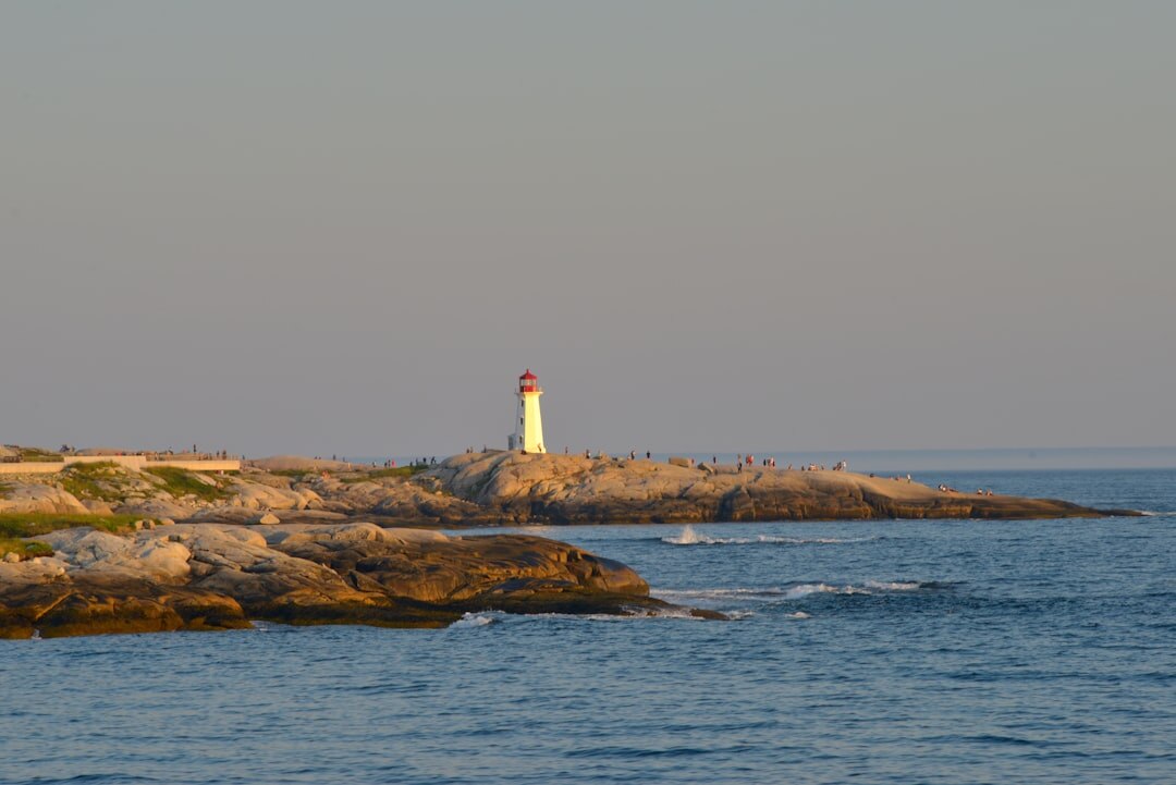 Empty coastal cove at sunrise with soft pink light