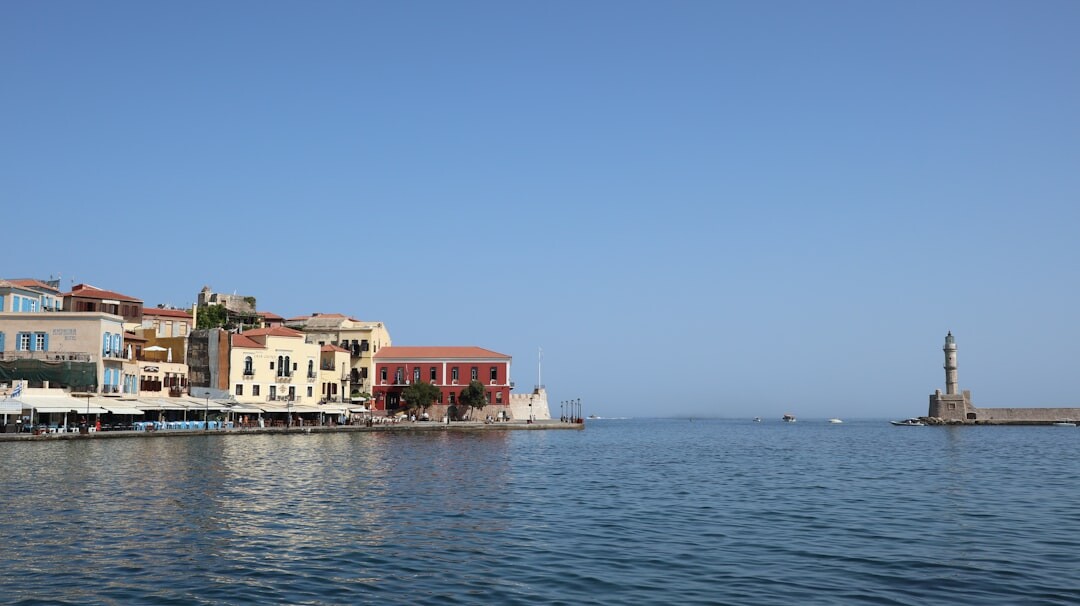 Rovinj old town peninsula with bell tower above the sea