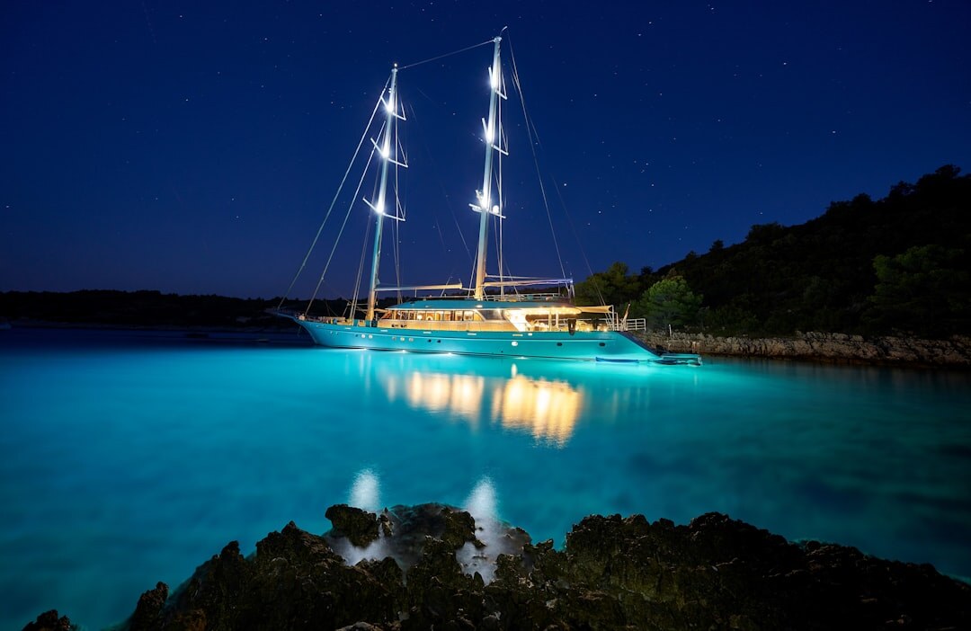 Greeting to the Sun installation glowing at twilight in Zadar